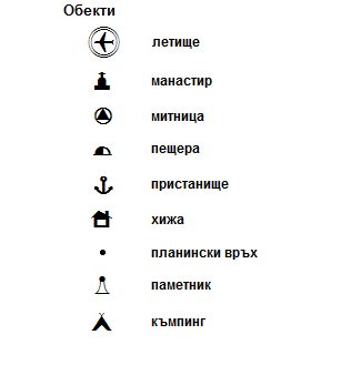 Какви видове условни знаци са представени в легендата